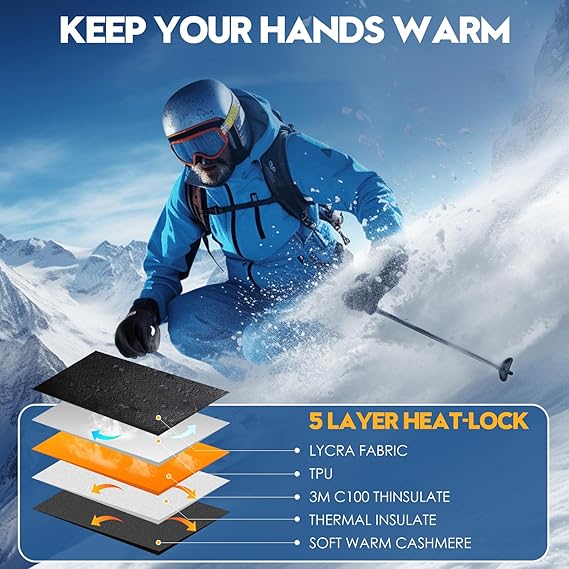 Windproof Winter Touchscreen Gloves Thermal Warm Gloves for Men and Women